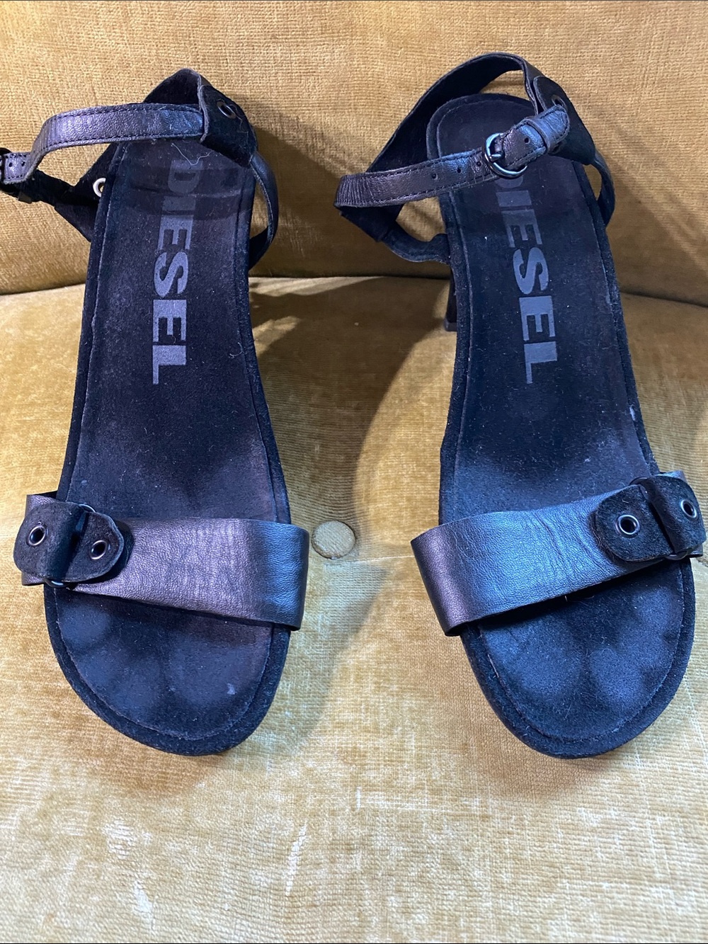 Black suede sandals by Diesel , size 6 1/2